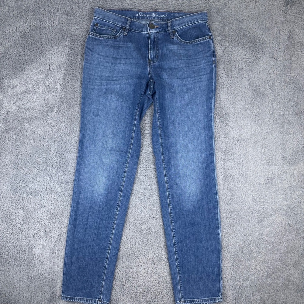 Eddie Bauer‎ Boyfriend Jeans Women 4 Blue Slim Leg Mid Rise Medium Wash Denim
